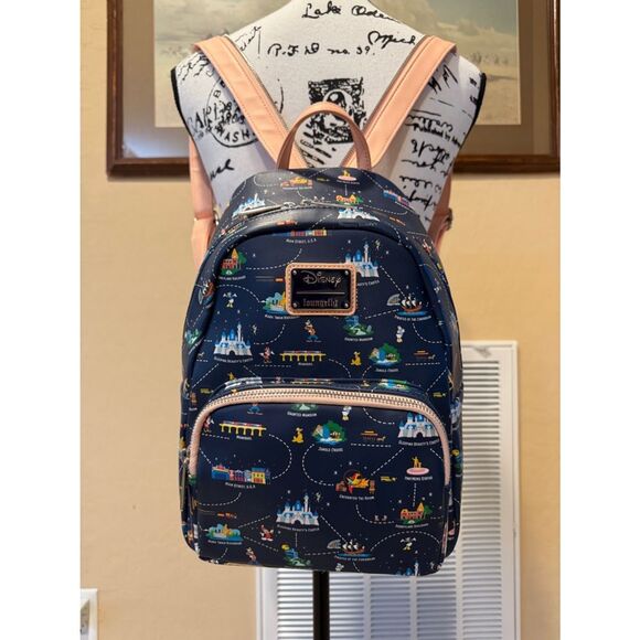 Loungefly Disneyland 65th Anniversary Map 2-1 Convertible Mini Backpack NWOT main image 12